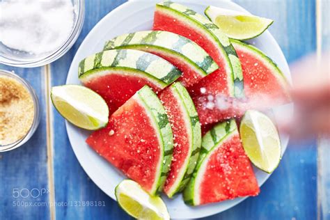 Pic Sprinkling Salt On Pile Of Watermelon Slices Watermelon Wedge