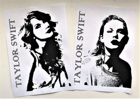 Set Of 4 Taylor Swift Black And White Print Poster Pop Art Stencil