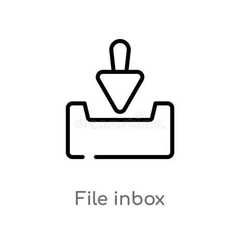 Outline File Inbox Vector Icon Isolated Black Simple Line Element