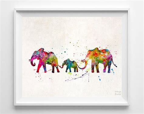 Elephants Poster Animal Art Elephants Art Watercolor Art Etsy