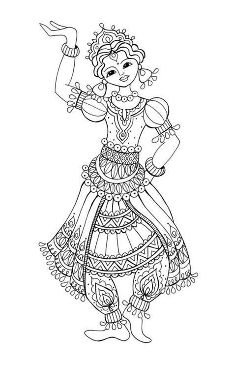 Saree/Indian Girl Coloring Page | Раскраски, Иллюстрации