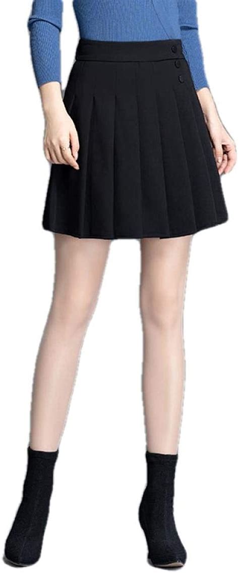 Ertyuio Short Skirts Women Popular Pleated Womens Black Skirts High Waist Plus Size Slim Short