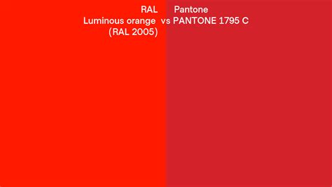 Ral Luminous Orange Ral 2005 Vs Pantone 1795 C Side By Side Comparison
