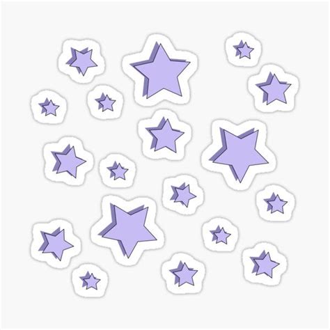Purple Stars Sticker Set On White Background
