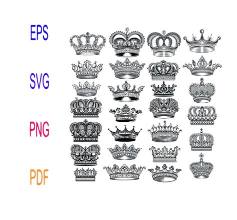 Crown Svg Bundle Cut File Crowns Svg Vector Cricut Crown Svg Etsy