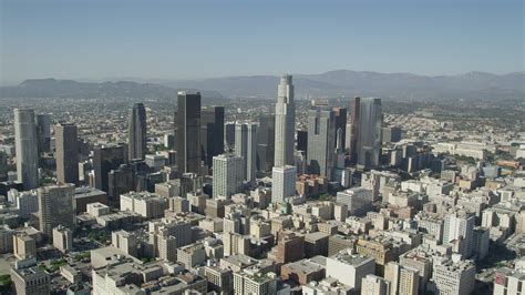 48k Stock Footage Aerial Video Of A View Of Tall Downtown Los Angeles