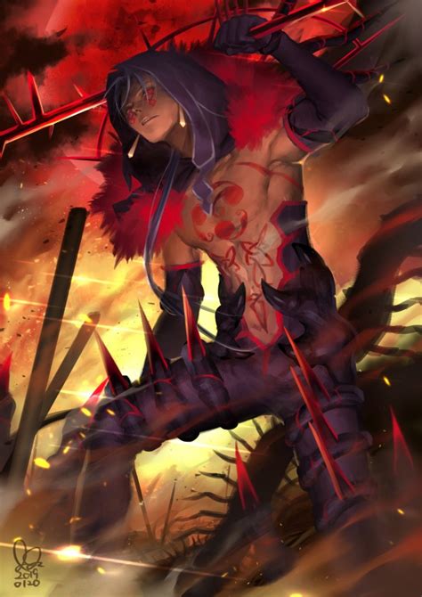 Wallpaper Fate Stay Night Lancer Demon Sword Red Eyes