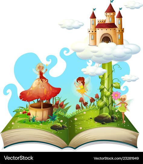 Open Book Fairy Tale Theme Royalty Free Vector Image