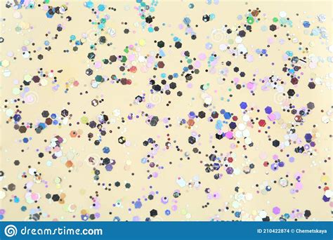 Shiny Glitter On Beige Background Top View Stock Photo Image Of