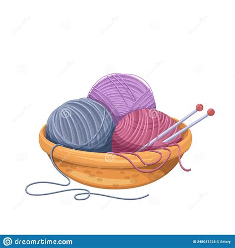 Skein Of Yarn With Knitting Needles Stock Vector Illustration Of