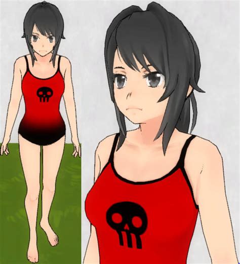 Yandere Sim Skin Red And Black Swimsuit By Televicat On Deviantart