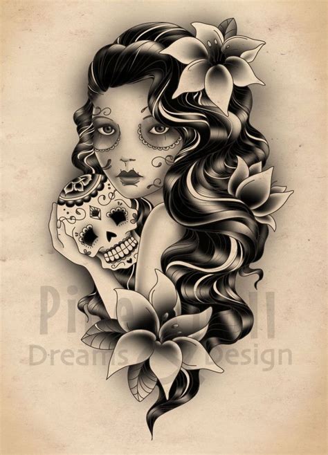 Gypsy Sugar Skull Drawing Wallpaperforbedroomrosegold