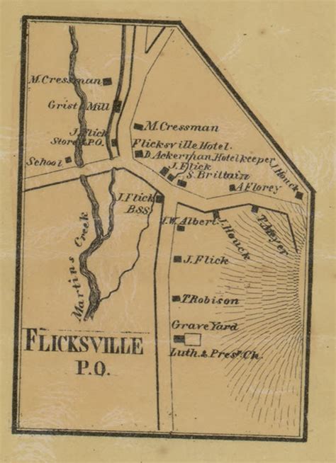 Flicksville Po Northampton Co Pennsylvania 1860 Old Town Map Custom