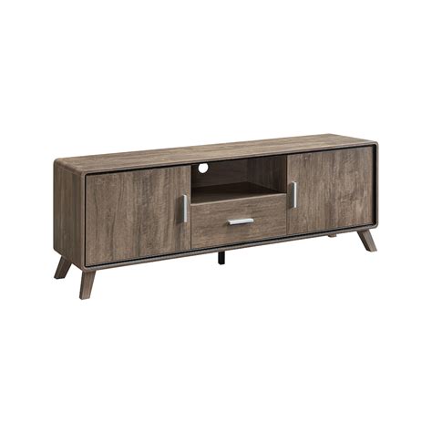 Brassex Inc Hazelnut 60 Tv Stand With Storage Walnut Oak The Home Depot Canada