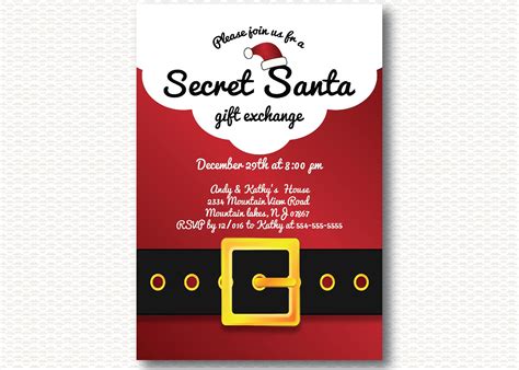 Secret Santa Invitation Holiday Party T Exchange