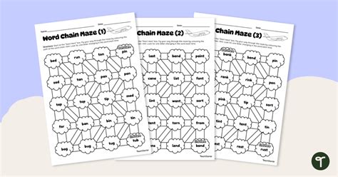Word Chain Mazes Worksheets Teach Starter