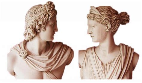 Famous Set 2 Busts God Apollo And Goddess Artemis Diana Greek Carving