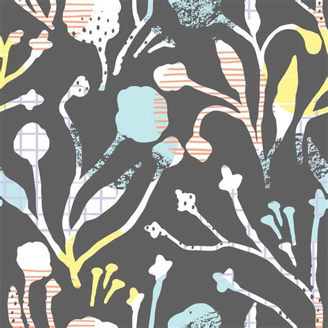 Abstract Floral Seamless Pattern With Trendy Hand Drawn Textures