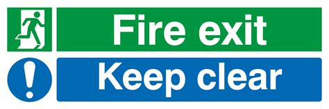 150 X 450 Fire Exit Keep Clear 12mm Rigid Polypropylene Sign Interfix