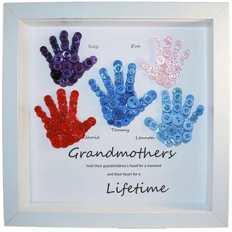 Diy birthday cards for grandma. Grandmother Gift Button Art Button Handprints Mother's | Etsy | Birthday cards diy, Handmade ...