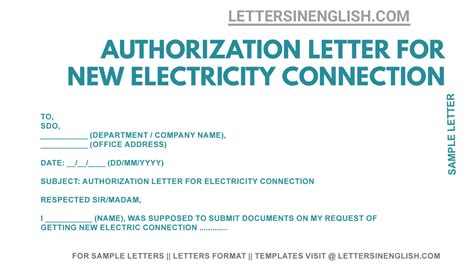 Authorization Letter To Use Electric Bill Example Sample
