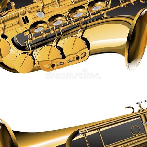 A Trumpet And Saxophone Close Up Stock Vector Illustration Of Gold