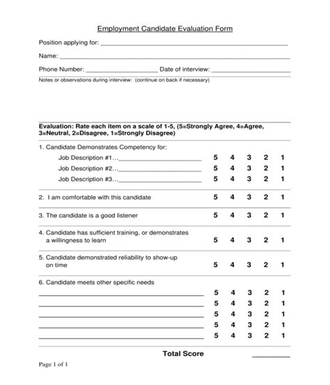 Free 10 Candidate Evaluation Form Samples In Pdf Ms Word Excel