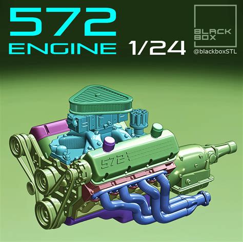 572 Engine 1 24th For Modelkits And Diecast 3d Model 3d Printable