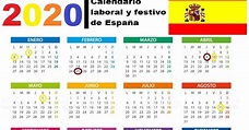 Calendario de España 2020 con sus días festivos | Buscar De Todo