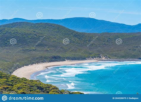 Aerial View Of Lighthouse Bay At Bruny Island In Tasmania Australia