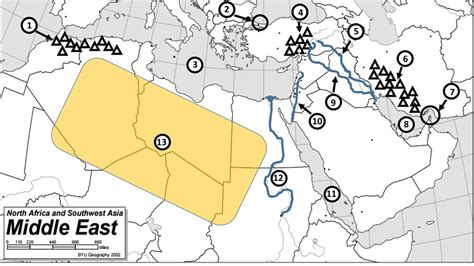 Although they are on different continents, the two regions are often grouped together because many of the countries share a common religion and language. Physical North Africa And Southwest Asia Map