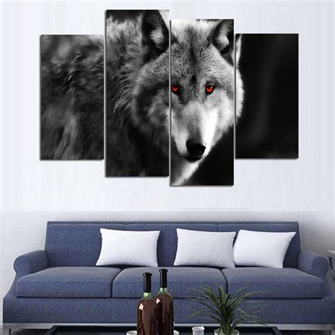 Wolf Wall Art Wolf Canvas Art Wolf 5 Piece Large Canvas Etsy