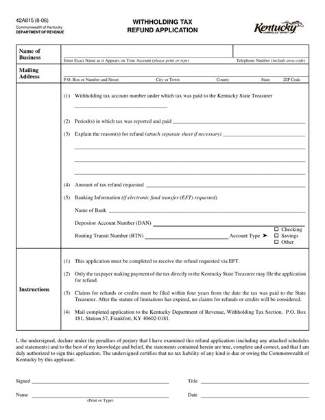 Form 42a815 Fill Out Sign Online And Download Fillable Pdf Kentucky