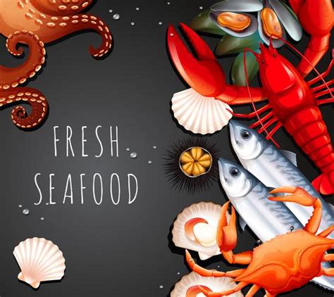 Set Of Fresh Seafood 297206 Vector Art At Vecteezy