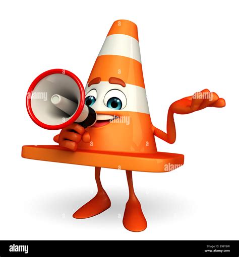 Cartoon Character Of Construction Cone With Loudspeaker Stock Photo Alamy