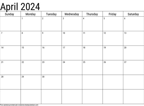 2024 April Calendars Handy Calendars