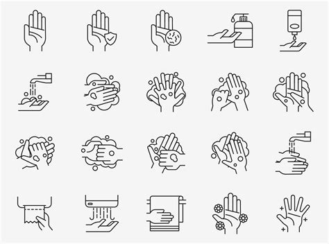 20 Hand Washing Vector Icons
