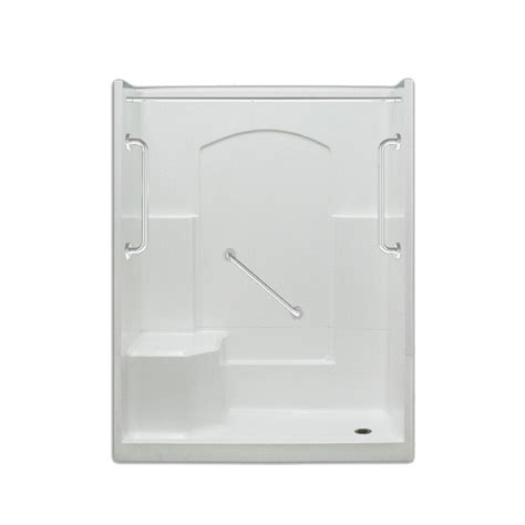 Lowes Shower Stalls With Seat Shop Delta White Acrylic One Piece Shower With Integrated
