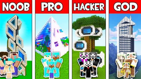 Minecraft Noob Vs Pro Vs Hacker Vs God Futuristic House Build