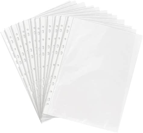 100 Pcs A4 Punched Pockets 40 Micron Poly Document Paper Sheet