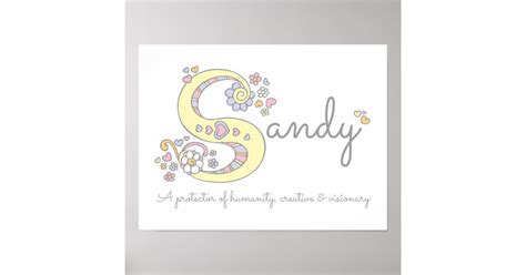 S For Sandy Monogram Letter Art Name Meaning Poster Zazzle