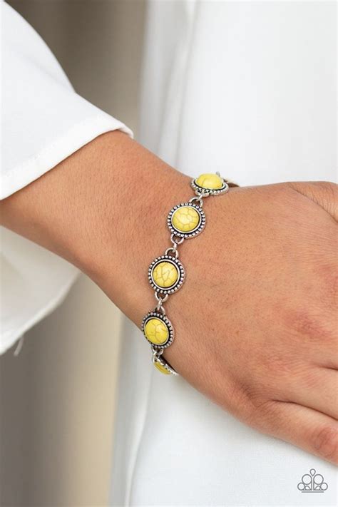 Carved In Sandstone Yellow Bracelet ~ Paparazzi Yellow Bracelet