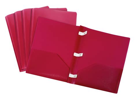 Storex Tear Resistant 2 Pocket Folderplastic Prongs Red 18 Units