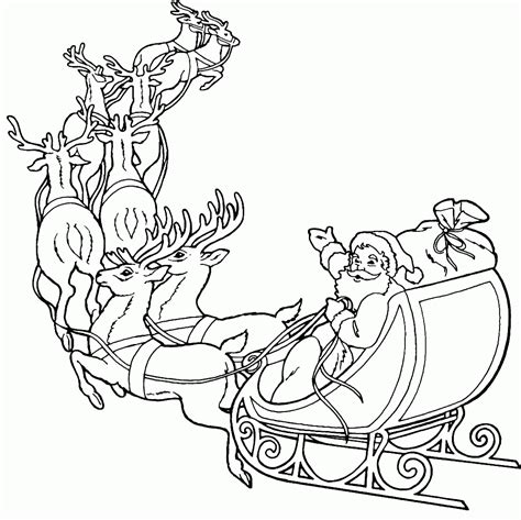 Santa on sleigh coloring page. Santa And Reindeer Coloring Pages Printable - Coloring Home