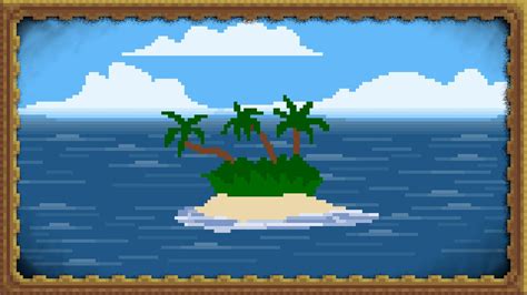 Digital Art Nature Minimalism Pixel Art Island Sea Palm Trees