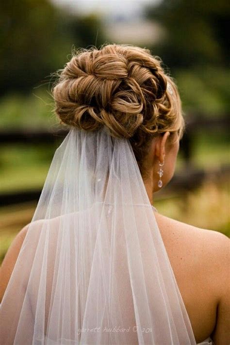 Wedding Updo With Veil Underneath Bridal Hair Updo