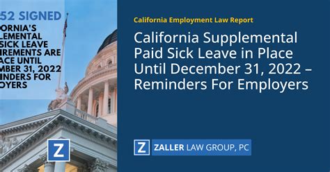 California Supplemental Paid Sick Leave In Place Until December
