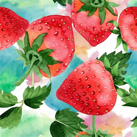 Red Strawberries Wild Fruit Seamless Background Pattern Fabric