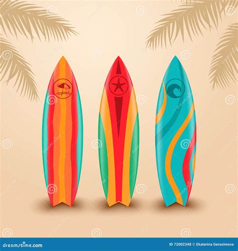 Surf Boards With Different Design Vector Illustration Stock Vector