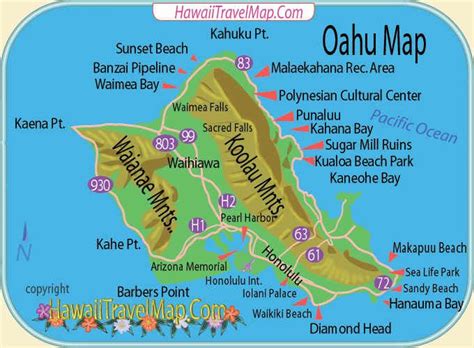 Best Beaches On Oahu Map Show Me A Map Of The United States